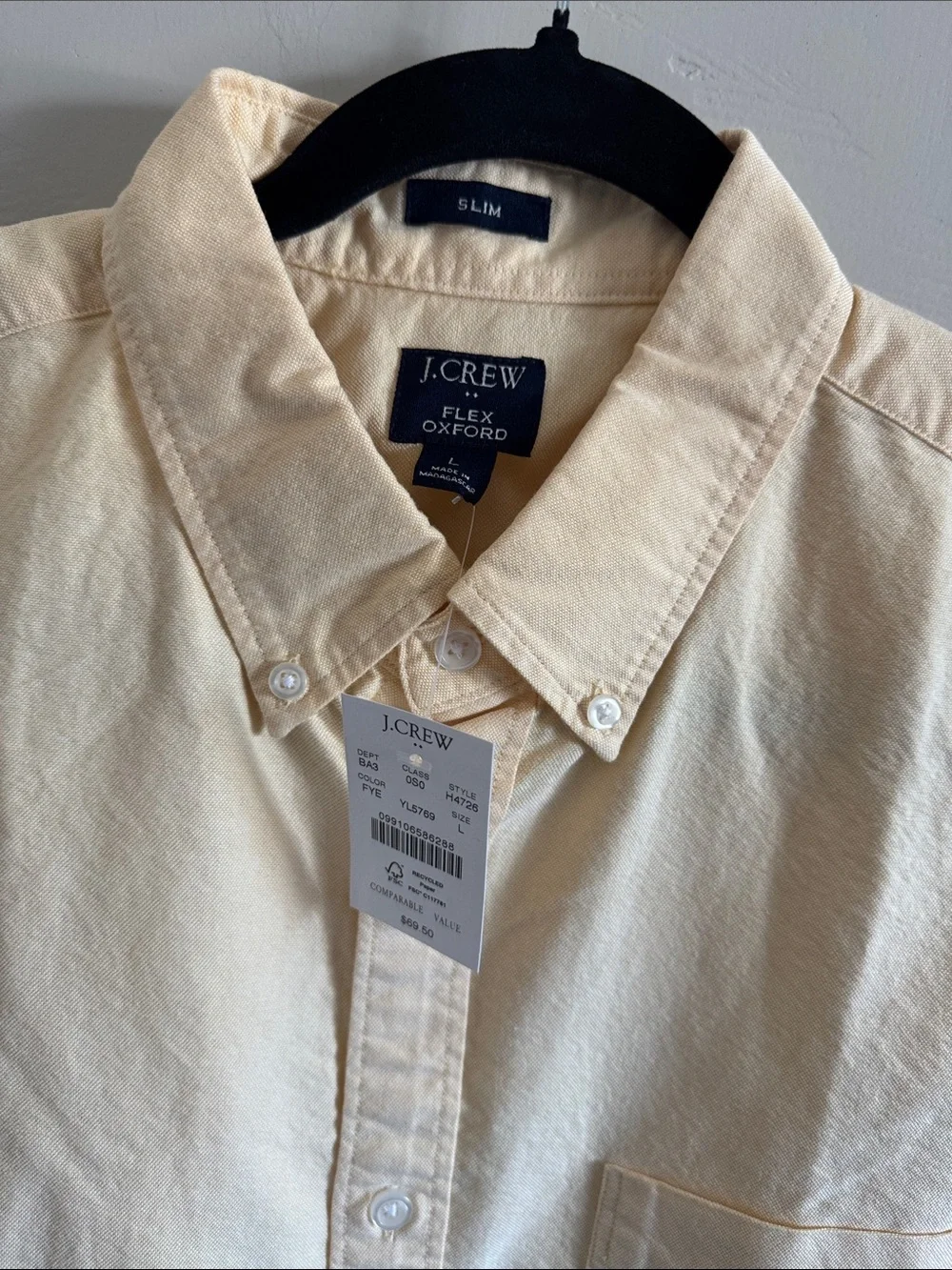 J. Crew yellow oxford button down